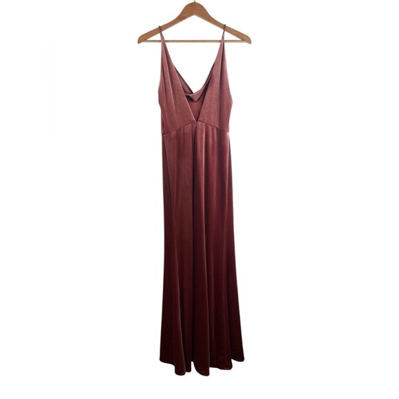 Jenny Yoo Sammi Stretch Velvet Cowl Neck Dress in English Rose Size 4 - Picture 3 of 7